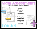 1st Grade 1.OA.2 Math Word Problems Add 3 Numbers Assessment 1.OA.A.2