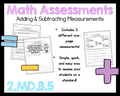 2.MD.5 Measurement Word Problems Assessment 2nd Grade Math 2.MD.B.5