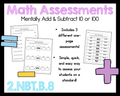 2nd Grade Math Mentally Add and Subtract 10 or 100 Assessment 2.NBT.B.8