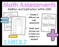 2nd Grade Math Addition and Subtraction Within 1000 Assessment 2.NBT.B.7