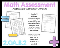 2nd Grade Math Addition and Subtraction Within 20 Assessment 2.OA.B.2