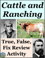 Texas Cattle Ranching and Cowboys True False Fix