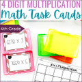 4th Grade 4 Digit by 1 Digit Multiplication Math Task Cards