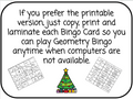 Christmas Geometry Bingo Game  - Digital and Printable