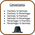 Thanksgiving Fractions-Decimals-Percentages-Conversion Slide Game
