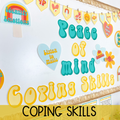 Coping Skills - Mental Health Bulletin Board | Groovy Retro Theme