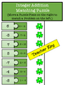 St. Patrick's Day Integer Addition and Subtraction Matching Puzzle Pieces - St. Patrick's Day