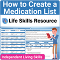 Essential Life Skills Activity for Teens and Adults -  How to Create a Medication List 