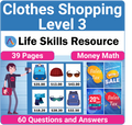 Functional Money Math Life Skills Worksheets - Level 3 Clothes Shopping
