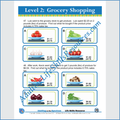 Functional Money Math Life Skills Worksheets -  Grocery Shopping Level 2