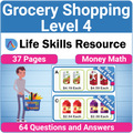 Functional Money Math Life Skills Worksheets -  Grocery Shopping Level 4