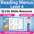 Functional Money Math Life Skills Worksheets - Reading Restaurant Menus Level 4