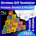 FREE Christmas Math Gift Tessellation Converting Fractions, Decimals & Percents