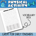 Physical Activity Word Search Puzzle