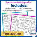 Spanish Routines Around the House Vocabulary Independent Practice Maze Activity