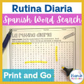 Rutina Diaria Spanish Daily Routine Word Search