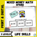 Spring Counting Money - Mixed Math Activities in 3 Levels