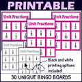 Unit Fractions Activity - Bingo Game - Fraction Symbols