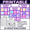 Equivalent Fractions Activity - Bingo Game - Fraction Circles