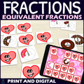 Valentines Day Equivalent Fractions Activity - Matching Game