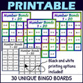 Number Bonds to 20 Activity - Bingo Game - Printable and Digital - Numbers 1-20