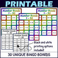 Number Bonds to 30 Activity - Bingo Game - Printable and Digital - Numbers 1-30