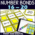 Number Bonds to 20 Activity - Bingo Game - Printable and Digital - Numbers 16-20