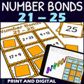 Number Bonds to 25 Activity - Bingo Game - Printable and Digital - Numbers 21-25