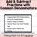 Add and Subtract Fractions with Like Denominators Self-Checking Digital Activity