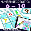 Number Recognition 6-10 Activity - Bingo Game - Printable and Digital