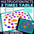 Multiplication Facts Fluency Game - 3 Times Table Review - Printable and Digital