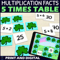 St Patricks Day Multiplication Facts for 5 Times Table Activity - Matching Game