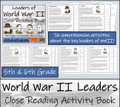 World War II Leaders Close Reading Activity Book | 5th Grade & 6th Grade