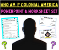 Who Am I? Colonial America PowerPoint and Worksheet US History Review Set