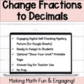 Change Fractions to Decimals - Tenths & Hundredths - Self-Checking Activity