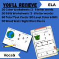 Earth Day Sight Word Vocabulary Worksheets with Task Cards