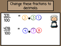 Thanksgiving Fractions to Decimals with Number Chips 