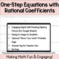 One-Step Equations with Rational Coefficients Digital Self-Checking Activity