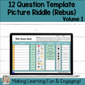 Editable Picture Riddle Template - Self-Checking Self-Grading Digital Activity 12 Questions Volume 1