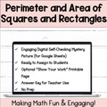 Perimeter and Area of Rectangles and Squares Word Problems Digital Self-Checking