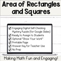 Area of Rectangles & Squares Digital Self-Checking Activity for Google Slides