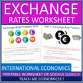 Foreign Exchange Rates Worksheet International Economics Printable or Google