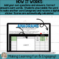 Editable Self-Checking Self-Grading Anagram Template - Digital Task Card Vol.1