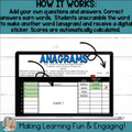 Editable Self-Checking Self-Grading Anagram Template - Digital Task Card Vol.5