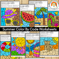 Summer Color By Code | Summer Coloring Pages | Noun and Verb Sort | Morning Work