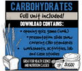 CARBOHYDRATES- FULL UNIT!  Great for Nutrition classes!