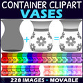 Rainbow Flower Vases Clipart Containers