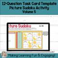 Editable Self-Checking Task Card Template Digital Activity Picture Sudoku Vol.5