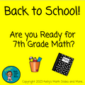Back to School - Are You Ready for 7th Grade Math Game