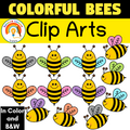 Bee Clip Art | Bee Clipart | Spring Bee Cliparts | Colorful Bees Cliparts